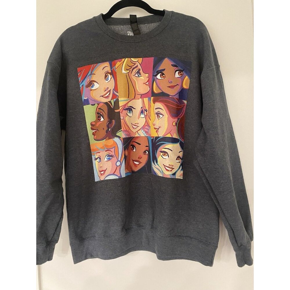 Disney Princess Sweatshirt Size Large Pop Art Grid Gilden Soft Interior Gray